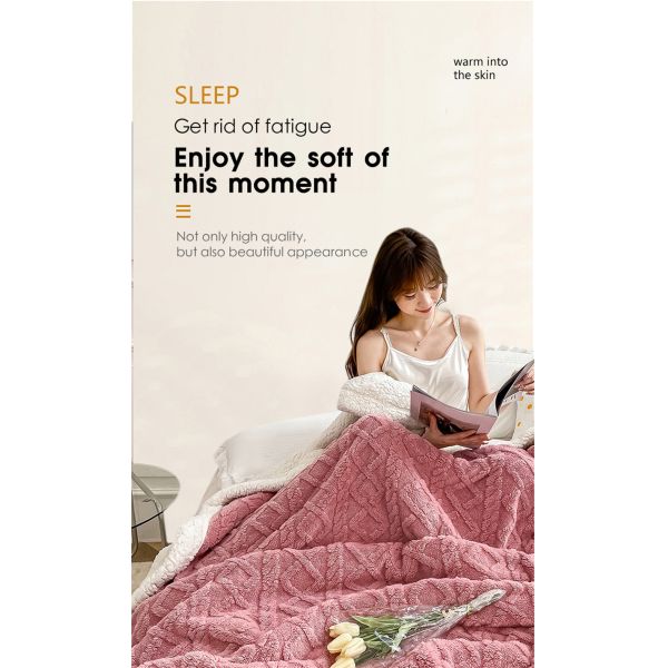 Simple Style Polar Fleece Blanket Double Sided Lamb Cashmere Plaid for Winter Nights