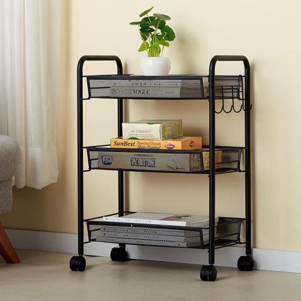 Rustproof 3 Tier Stainless Steel Cart , 10kg Bearing Steel Basket Trolley