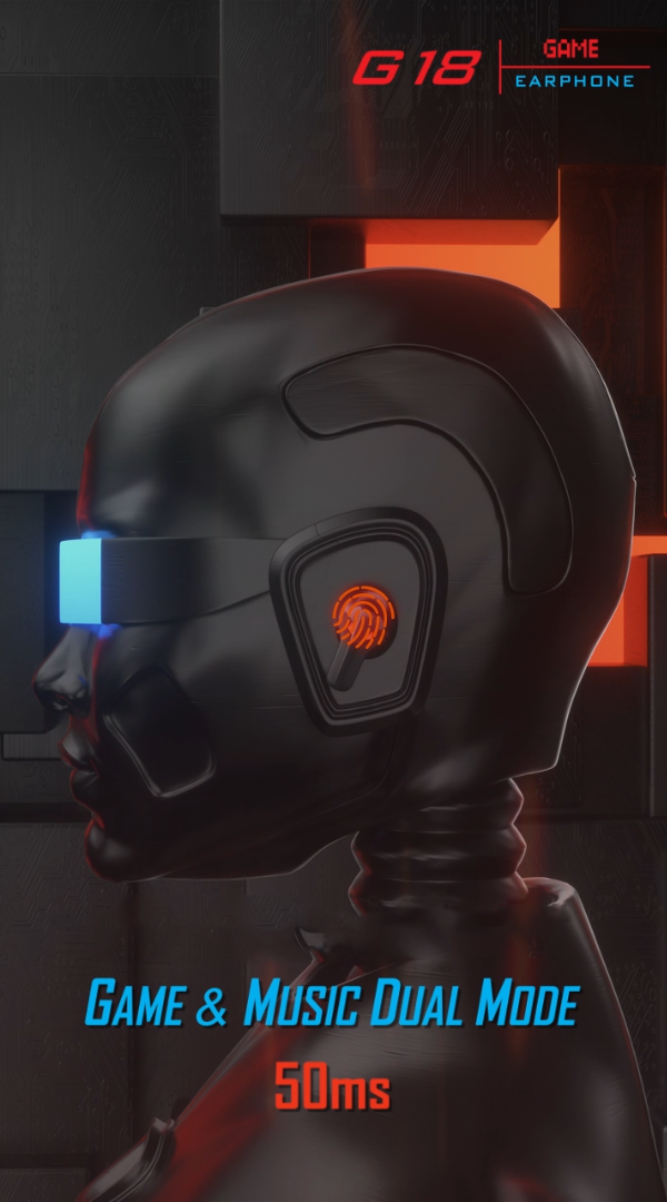 Digital Flashing In Ear Gaming Earphones 7h TWS Recycable ABS