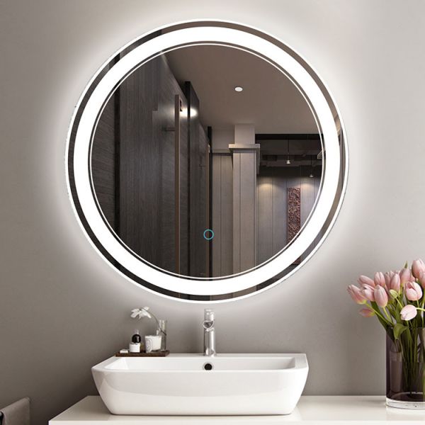 Bathroom Intelligent Touch Wall Mounted Lighted Makeup Mirror 4mm Aluminum