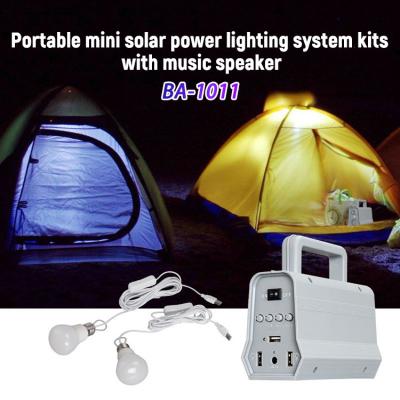 Kits portáteis de mini sistema de iluminação de energia solar lâmpadas LED com alto-falante de música