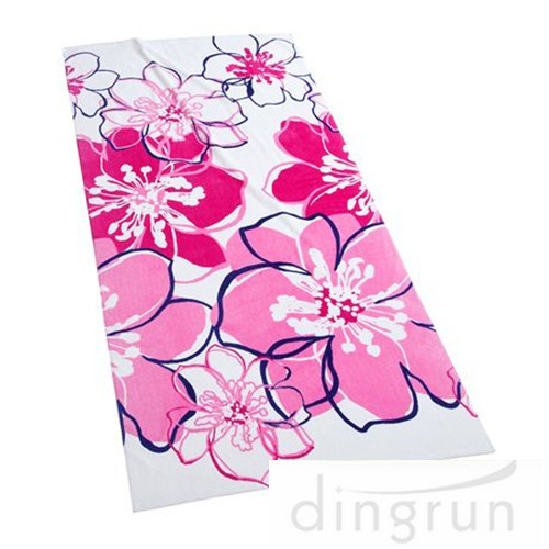 Premium Cotton Custom Printed Beach Towels Colorful Flower OEM Available