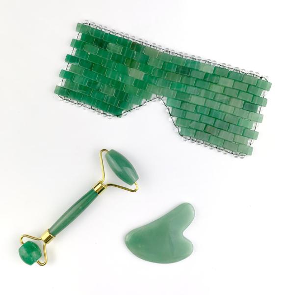 Máscara de olho natural de Crystal Green Jade Rose Quartz para a massagem