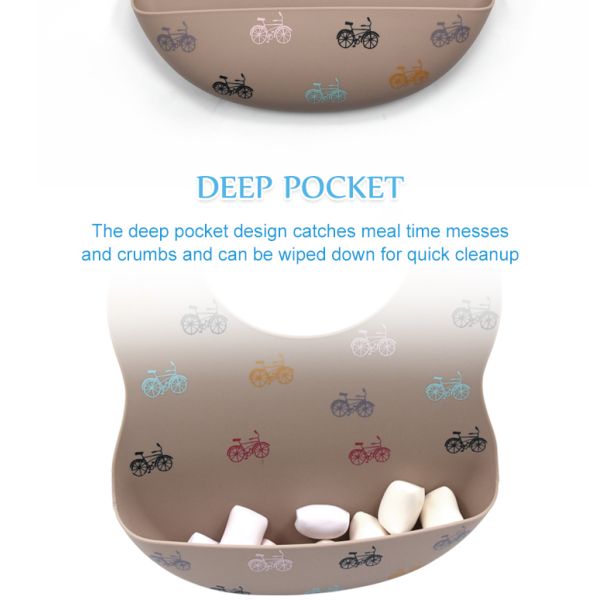 Baby Eating Wearable Soft  FDA BPA Free Baby Bib Food Catcher