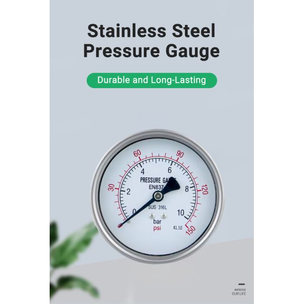 4 Inch 600bar Back Connection Stainless Steel Hydraulic Pressure Gauges Manufactured