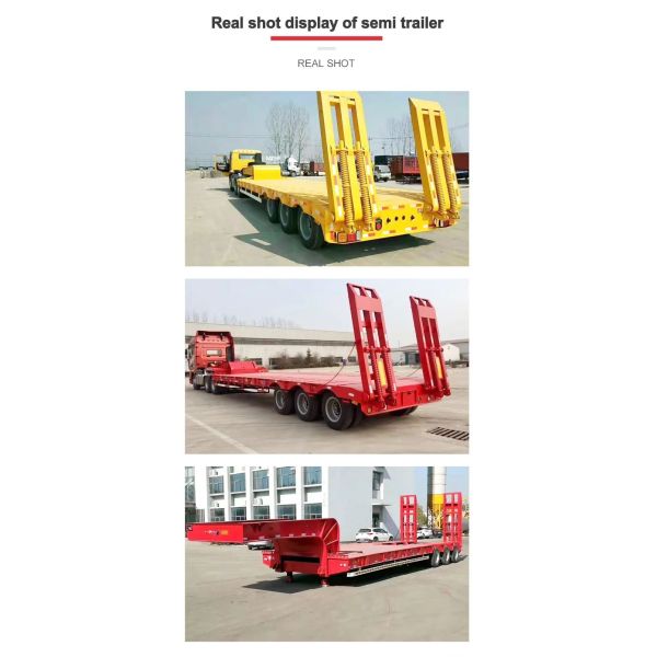 3 Axle 60ton Low Bed Semi-Trailer Bogie Suspension Trailers for Long Distance Transport