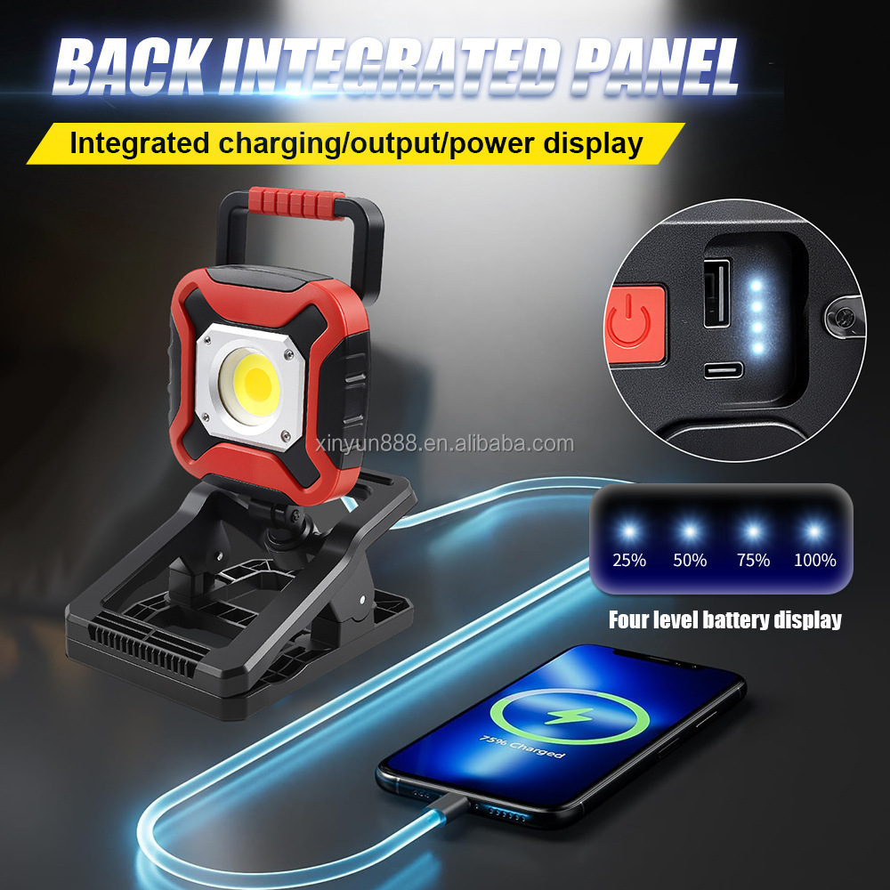 High-bright LED Charging Work Lamp with Magnet on the Bottom, Foldable Auto Repair Lamp, Cross-border Hot Sale 2025 New Model