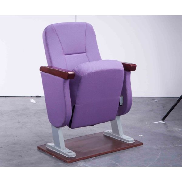 Purple Folding Church Hall Chairs With Fabric Covers / Auditorium Seating