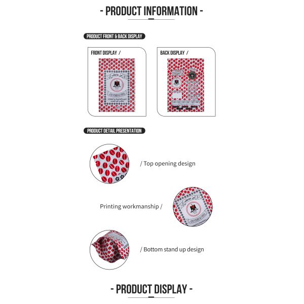 Factory Custom Stand Up Pouch Coffee Bag Zipper Food Packaging Bag Self-Standing Packing Bag