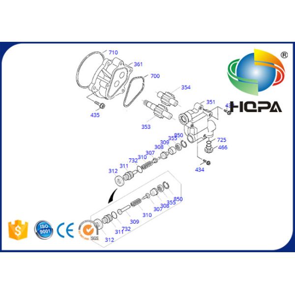 Гидравлический набор уплотнения насоса с зубчатой передачей 719211KT для экскаватора Doosan СОЛНЕЧНОГО 130LC-V