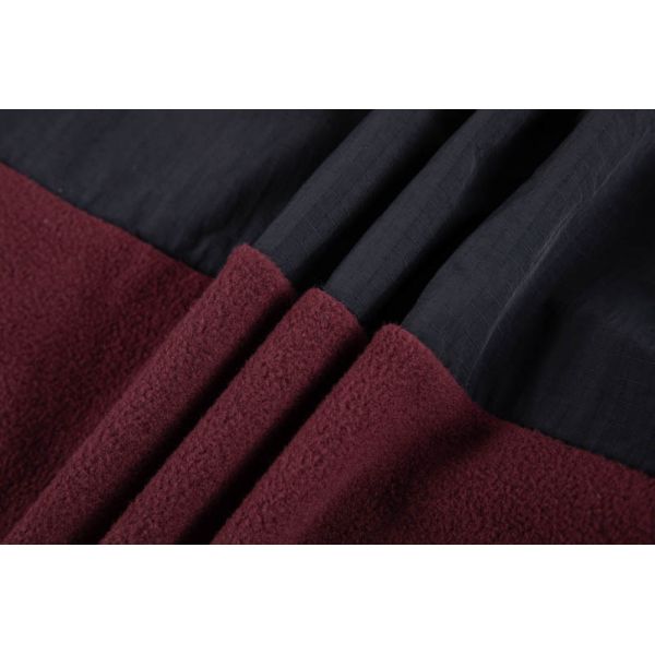 Men's Wind-Resistant Fleece Hooded Jacket with Soft Brushed Fleece Body and Colorblock Design