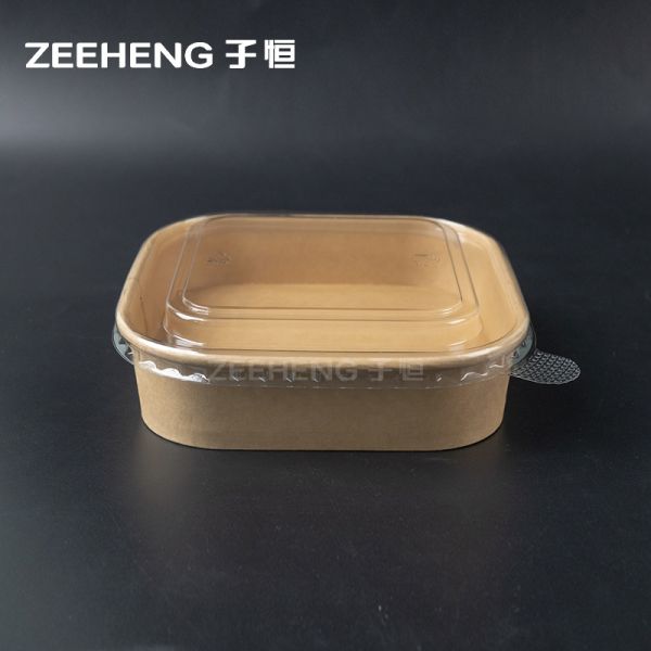 ZEEHENG Square Salad Paper Bowls With Lids1200ml
