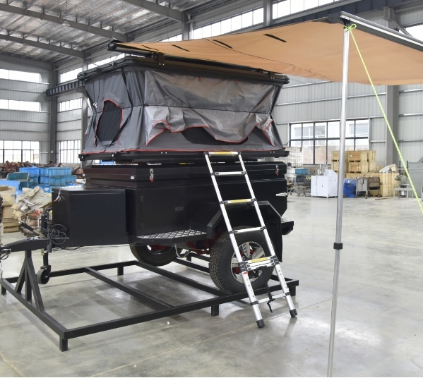 Mini Off-Road Dual Axle Electric Roof Camper Trailer Small Hybrid Caravan RV 4x4 Carport with Tent for 4x4 Vehicles