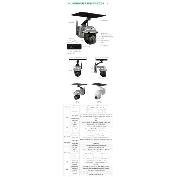 Motion Detection Two-way Audio New Wireless Garden Lights Security Monitoring 4G Solar Camera for Outdoor Use