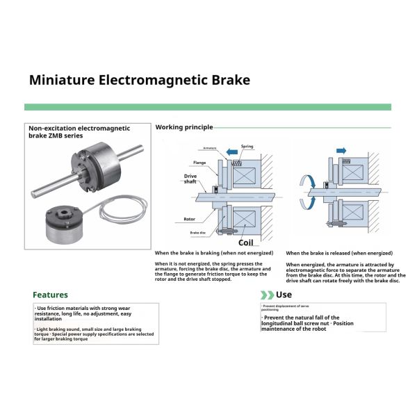 Makinopc 24v Rated Voltage Miniature Type Electromagnetic Clutch Brake Unit 1w Power Consumption ZMB20