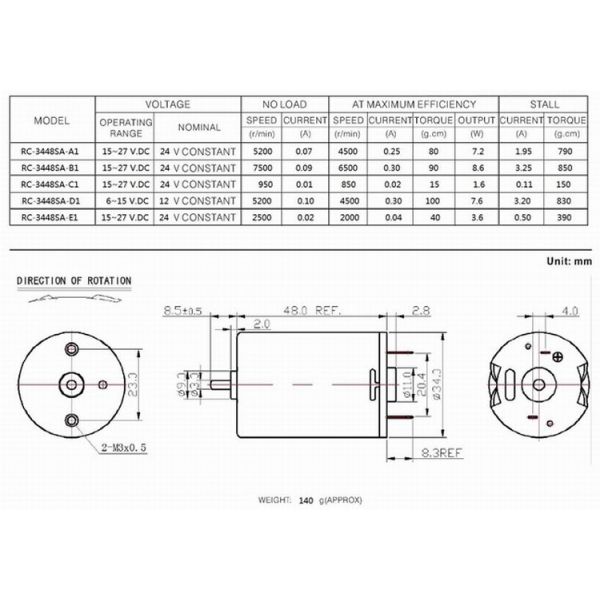 RK-3448SA 12V 24V 250mA 4500RPM почистило мотор щеткой сервопривода Dc