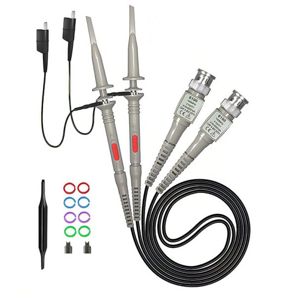 P6100 BNC Tester Tool Oscilloscope Probe Kit 100MHz 1X 10X Clip 2-Piece Set