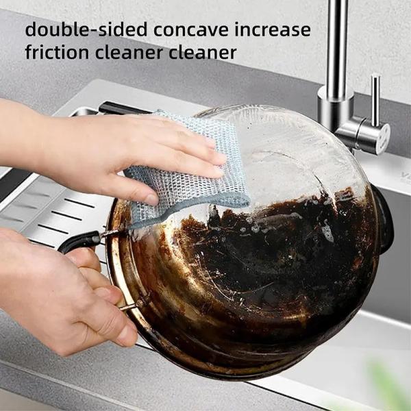 KILINE Double Sided Nylon Kitchen Cleaning Towel Non-Stick Oil Bamboo Fiber and Silver Wire Durable and Easy to Clean
