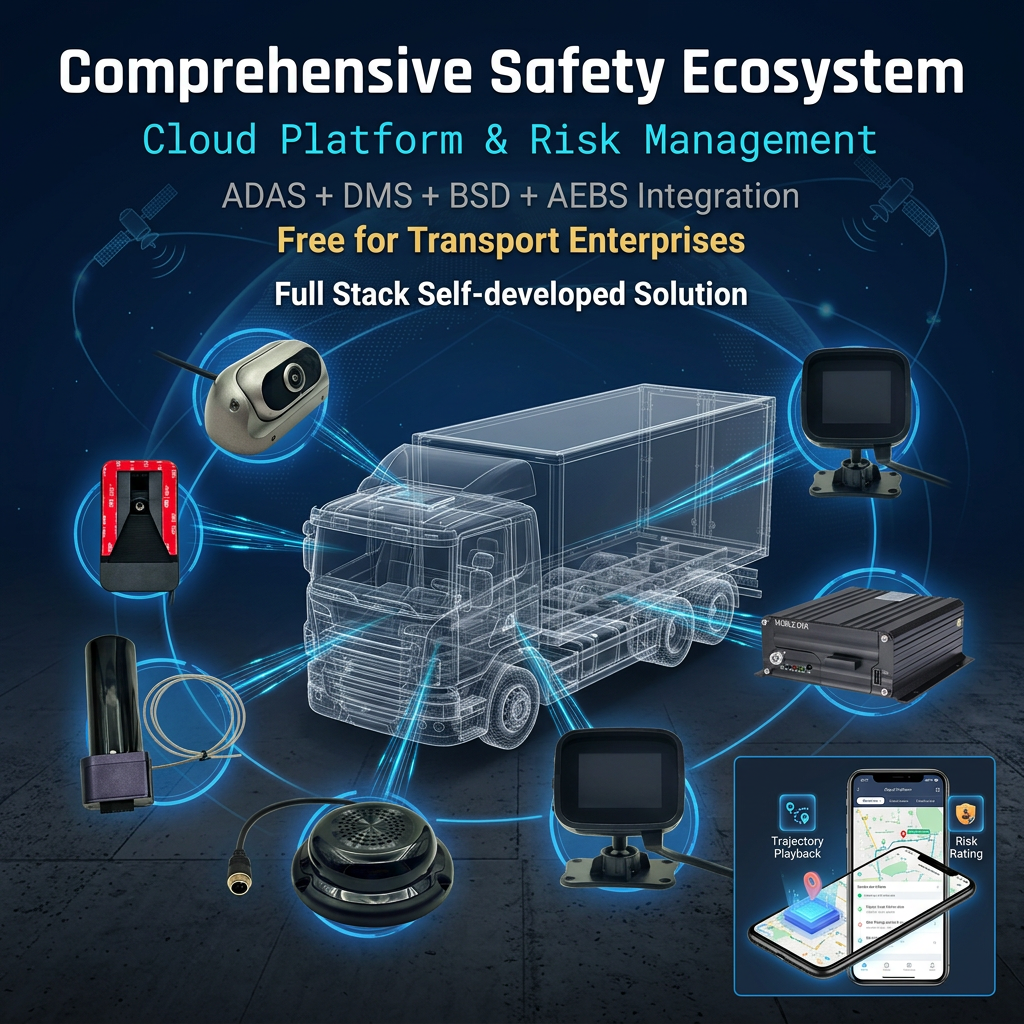4G Mobile DVR Kit with AI Monitoring and Active Braking AEBS System for Trucks