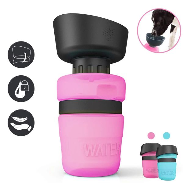 Portable Squeeze Dog Water Bottle 500ml Dog Water Drinking Bottle Blue / Pink