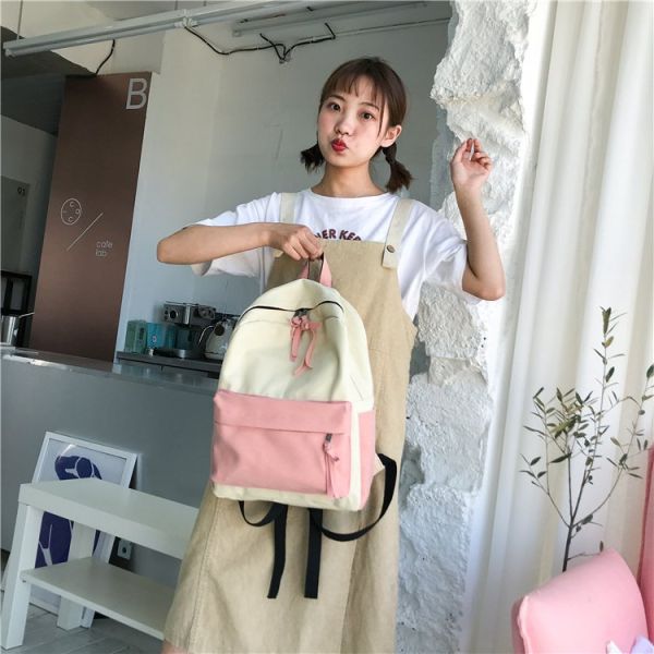 Japanese girls' academic style, mori literature and art backpack, simple canvas bag, leisure travel backpack