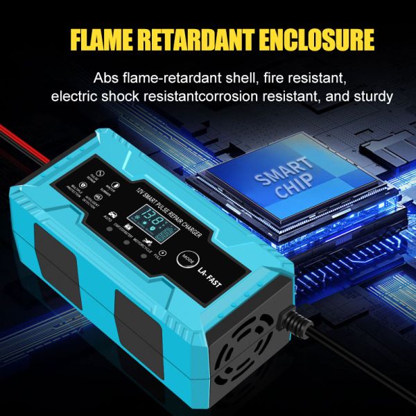 FCP 12V 4AH-100AH Battery Pulse Repair Maintainer Trickle Charger for Gel AGL Battery Motorcycle/Scooter FCP Function