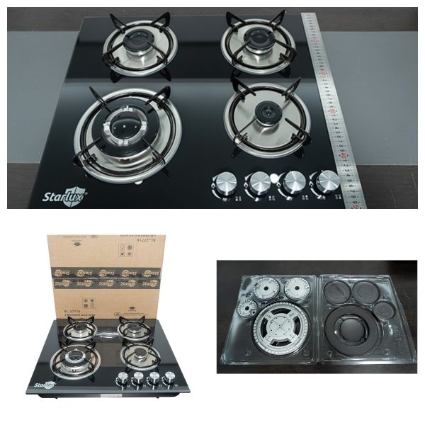 High Capacity 4 Burner Gas Cooktop Providing Even Heat Distribution and Simple Control Knobs Ideal for Restaurant Kitchens
