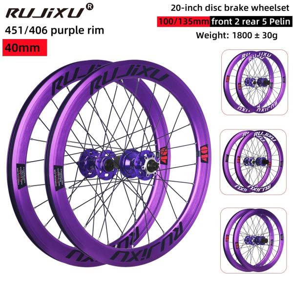 Purple 20 Inch Bike Wheelset Disc Brakes 20 451 Wheelset 120 Rings Side Mounted Hub