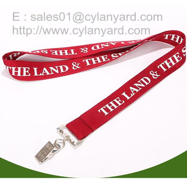 Swivel metal card jaw clip polyester lanyards, id badge lanyard with metal jaw clip,