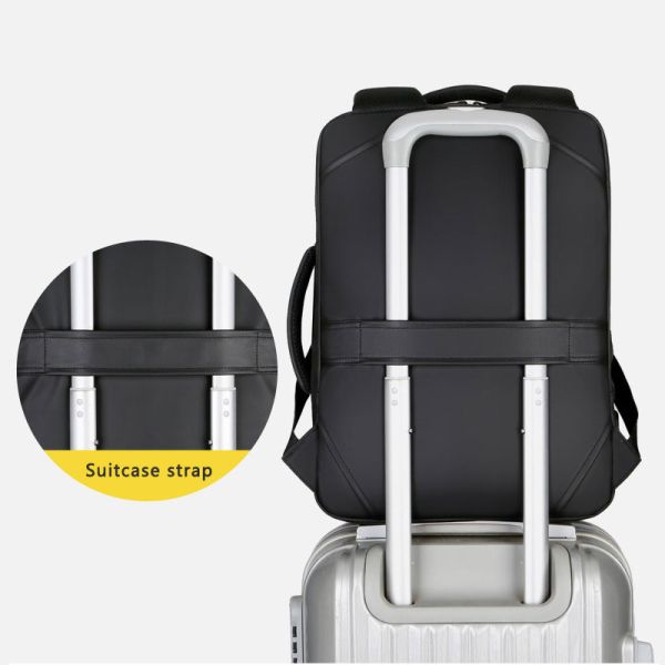 BSCI Business Laptop Backpack 15.6 Inch USB Charging Leather Computer Bag 1000g