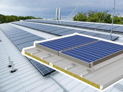 Fireproof Solar Panel System with PU Rock Wool and Glass Wool Core
