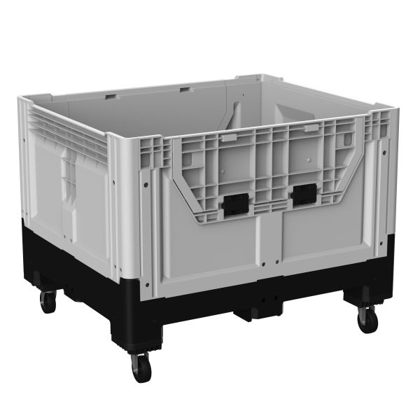 Space-Saving Design HUADING 4 Way Entry Large Foldable Storage Plastic Pallet Bulk Bin with 4 Wheel