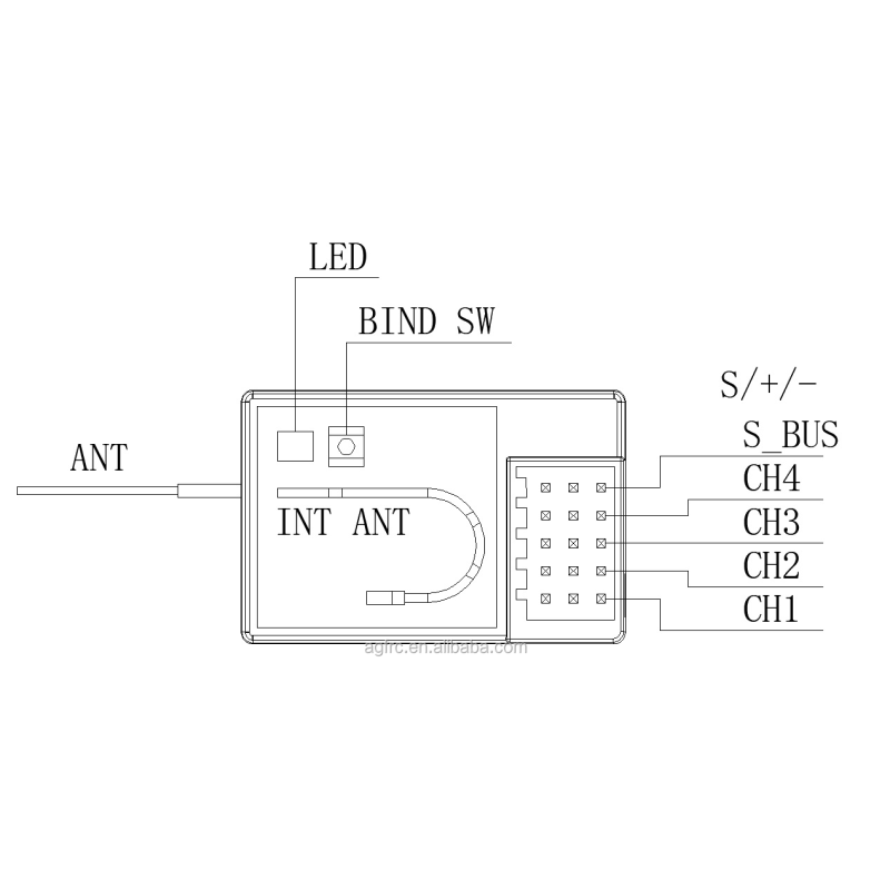 AGFRC RFS04C 8.4V Compatible Futaba S-FHSS Dual-antenna 4CH+SBUS 7.3g Light Weight Receiver Module For Car /Buggy