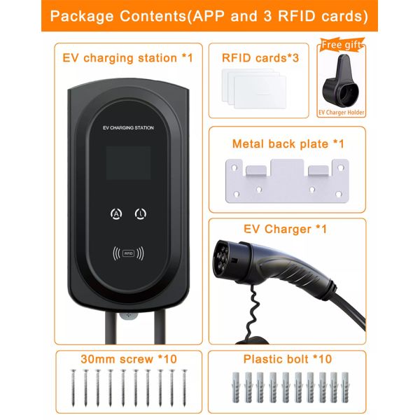 11kWh WIFI Level 2 EV Charger Station EVSE Wallbox 7KW 22KW For HYUNDAI KONA