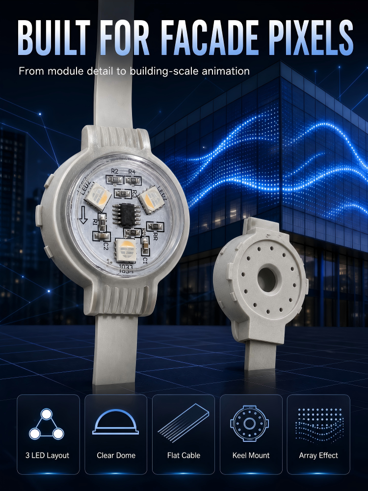 Outdoor Waterproof LED Point Source Curtain Wall Light IP67 Rating Intelligent Control