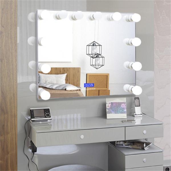 Wall Mounted LED Makeup Mirror Polished Touch Screen Make Up Mirror 5000K 6000K