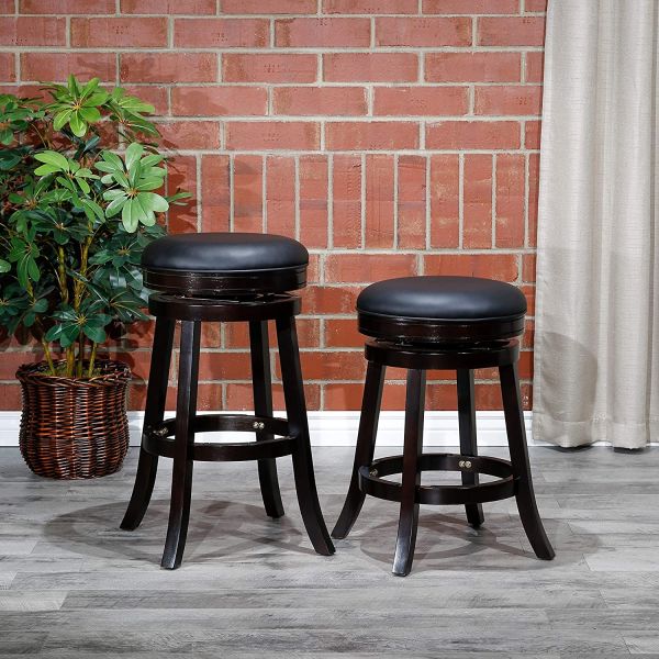 Black Padded Counter Stools Indoor Living Creede Backless Swivel Stool Leather Seat