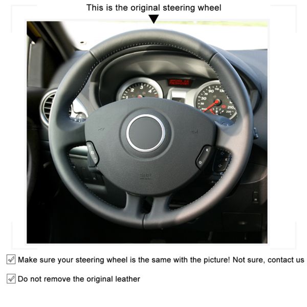 Custom Best Price Black Leather Hand Sewing Steering Wheel Cover For Renault Clio 3 2005 2006 2007 2008 2009 2010 2011 2012