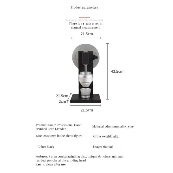 Coffee Tea Tools Hand Italian Coffee Grinder for Professional Espresso Bean Grinding