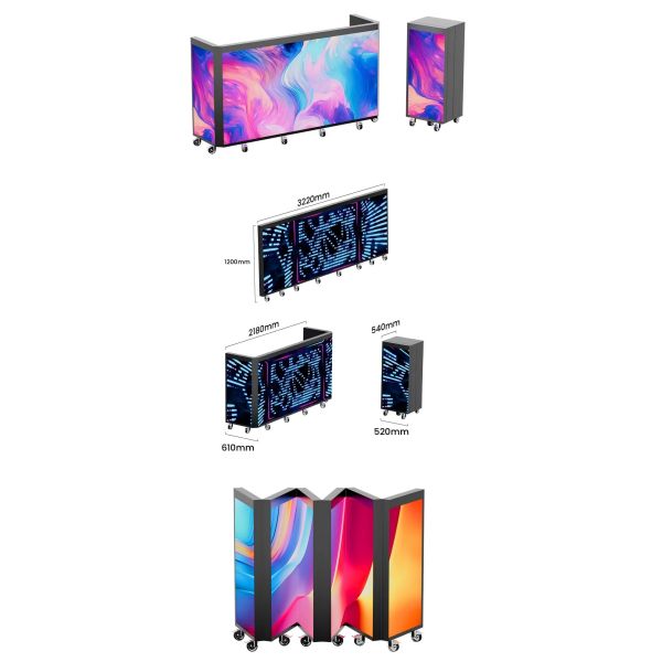 LED DJ BOOTH,Six Folding Tavolo Dj Table Facade Led Display Screen