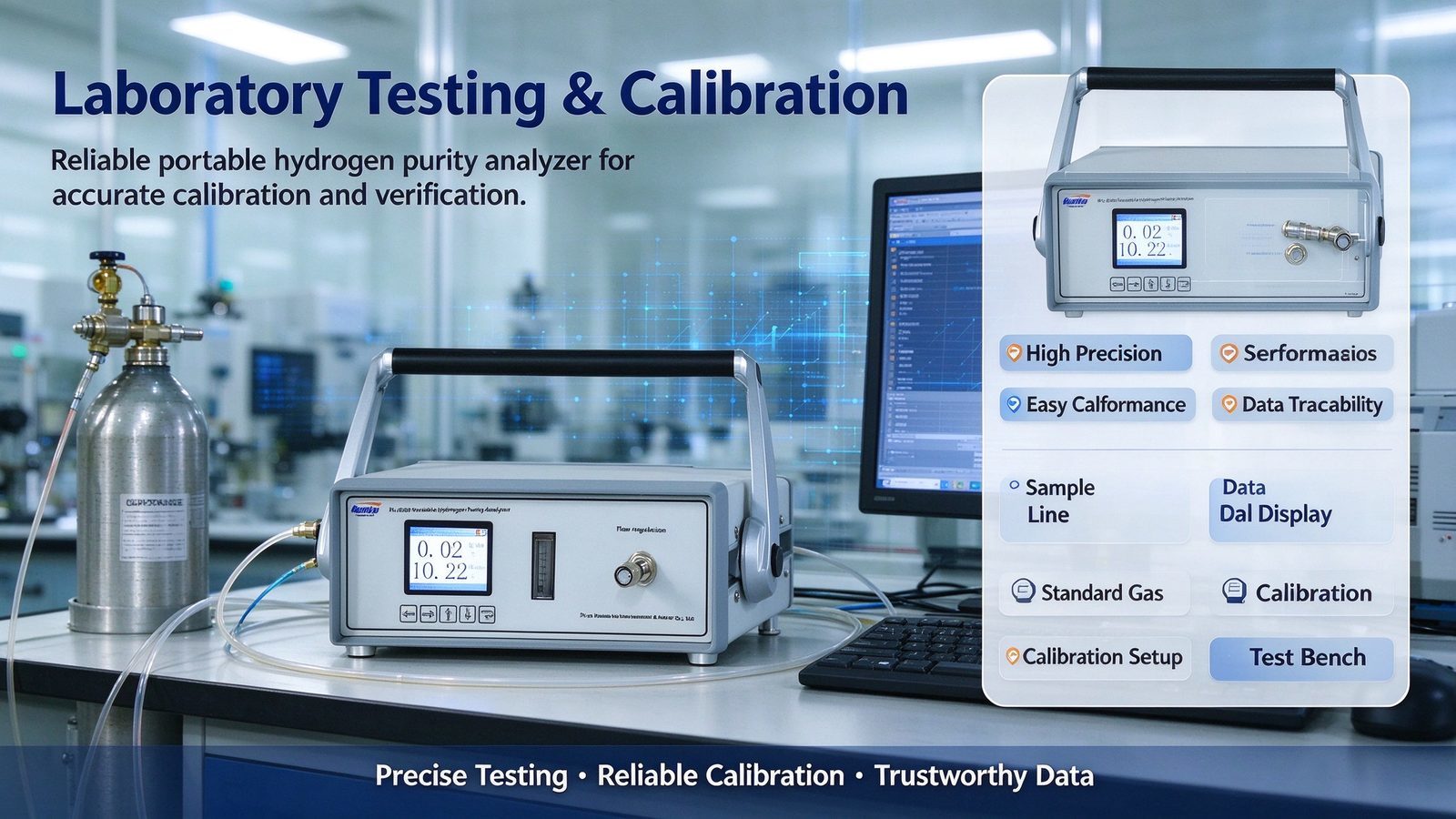 Metal Portable Gas Analyzer LCD Display Hydrogen H2 Gas Detector 0-100%VOL Hydrogen Leak Detection