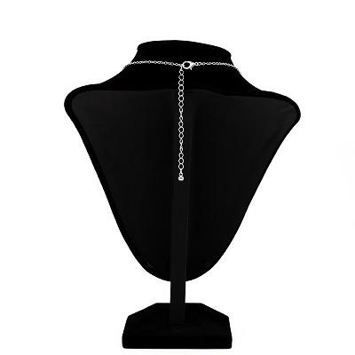 Colar de prata longa 47mm da forma com os pendentes transparentes da broca