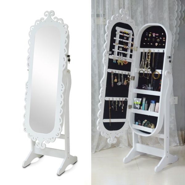 Altura oval del gabinete el 160cm de la joyería del noble antiguo de madera del MDF con el espejo