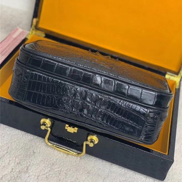 Authentic Crocodile Leather Men's Messenger Bag Small ZIP Flap Purse Genuine Alligator Skin Male Cross Shoulder Bag