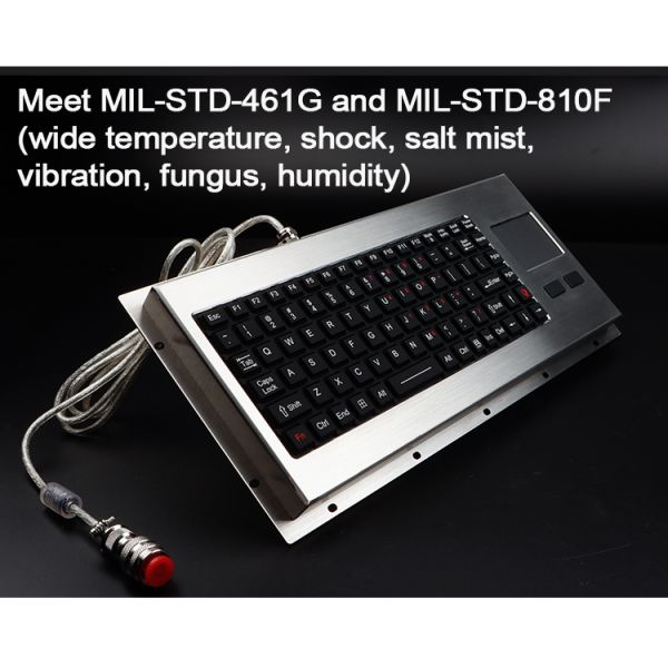 Изрезанная военная клавиатура IP68 EMC силикона освещает контржурным светом с сенсорной панелью