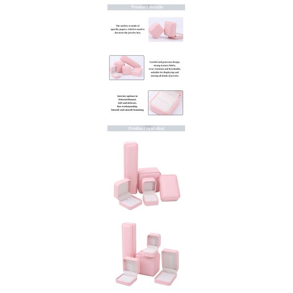 customizable logo jewellery box hign end handmade pink leather jewelry box packaging