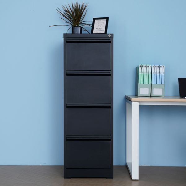 Essential 4-Drawer Vertical Office Filing Cabinet Black Steel Adjustable for Home Office Warehouse Workshop Gym Use