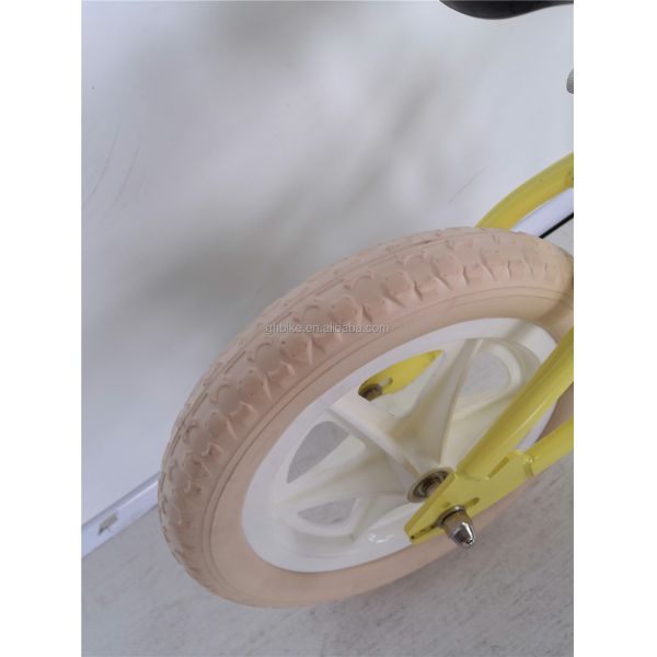 12 Inch Foam Tire Kids' Balance Bike Yellow Color Load Capacity 70kg Front Wicker Basket