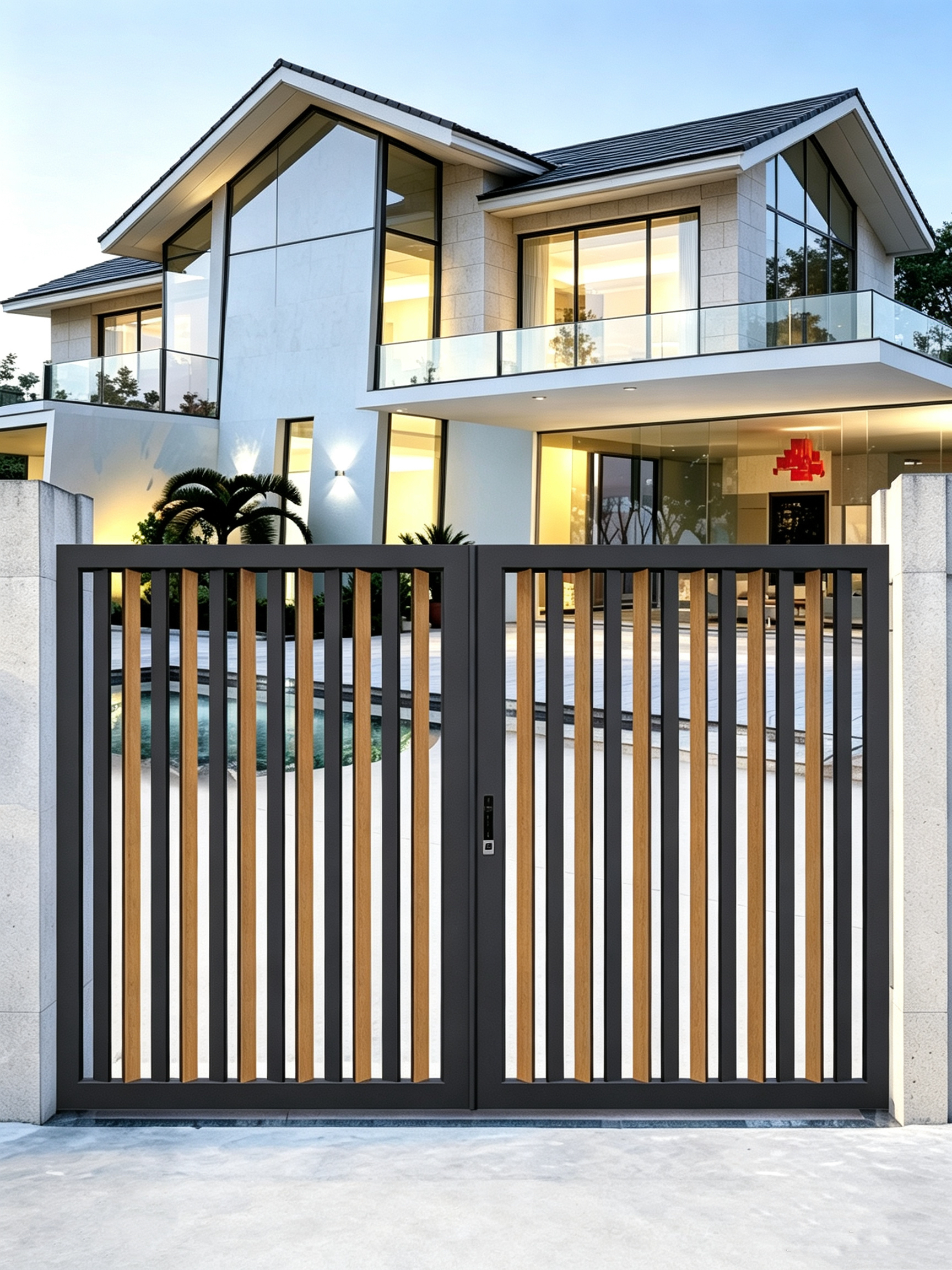 Modern T6-T5 Aviation-grade Aluminum Alloy Custom Size Electric Control Courtyard Gate for Villa Gardens