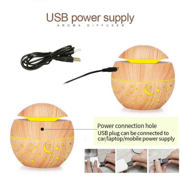 Sleek Minimalist Design Diffuser With Wood Grain Finish And Non-Slip Base